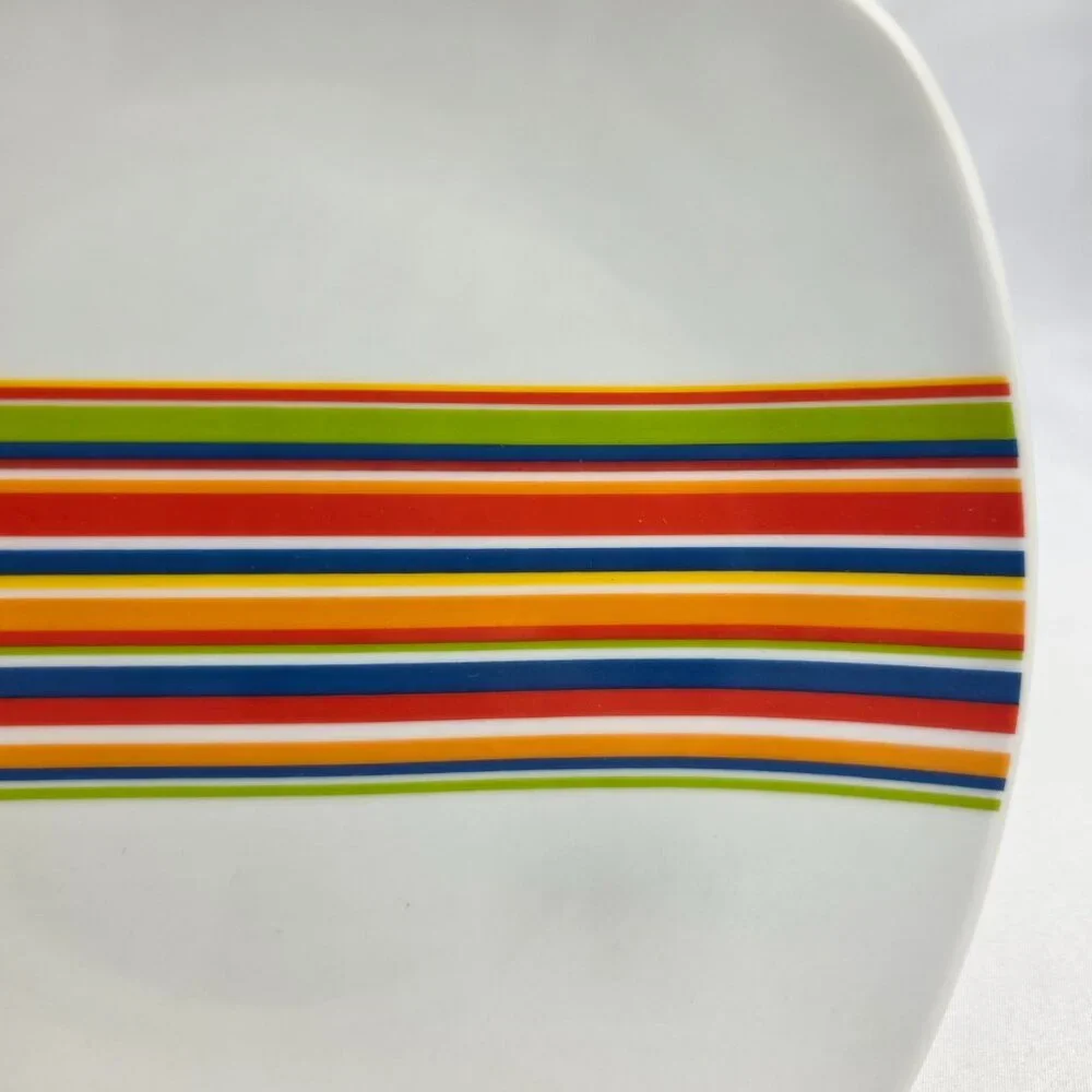 TWO Tabletops Unlimited Gallery Westwood Salad Plates White Multicolor Stripes
